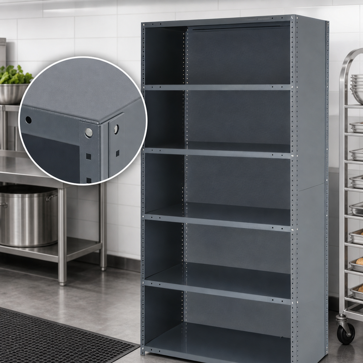 Product image #3 for Quantum IRONMAN 7-Shelf Closed-Style Steel Shelving Unit, 22-Gauge, 12 x 36 x 75 Inches