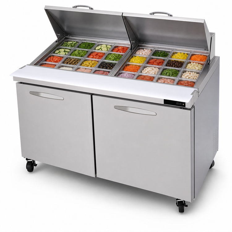 Product image #3 for Kool-It Signature 60-Inch 2-Section Double Door Mega Top Sandwich/Salad Prep Table, 24-Pan Capacity