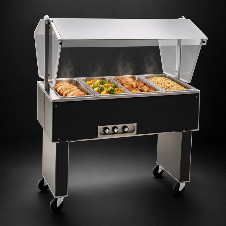 Product image #3 for Eagle Service Mate Deluxe Portable 4-Well Buffet Hot Food Table, Stainless Steel Top, 240V, 3-Phase