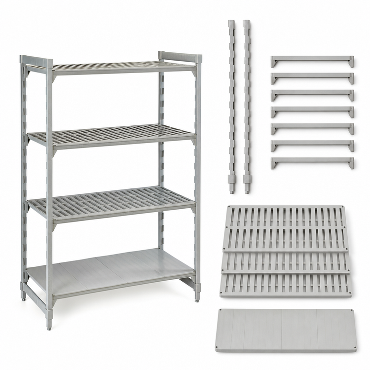 Product image #4 for Camshelving Premium 21" x 30" x 64" Stationary Polymer Shelving Starter Unit, 4-Tier, 3 Vented + 1 Solid