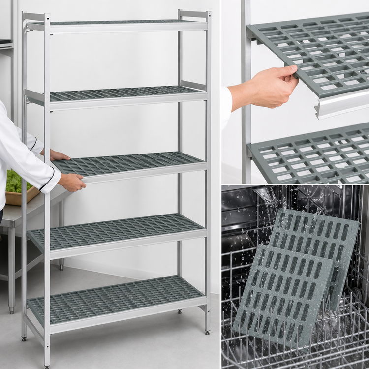 Product image #3 for Fermostock 5-Tier Stationary Polymer Shelving Starter Unit, 47" W x 18" D x 83" H