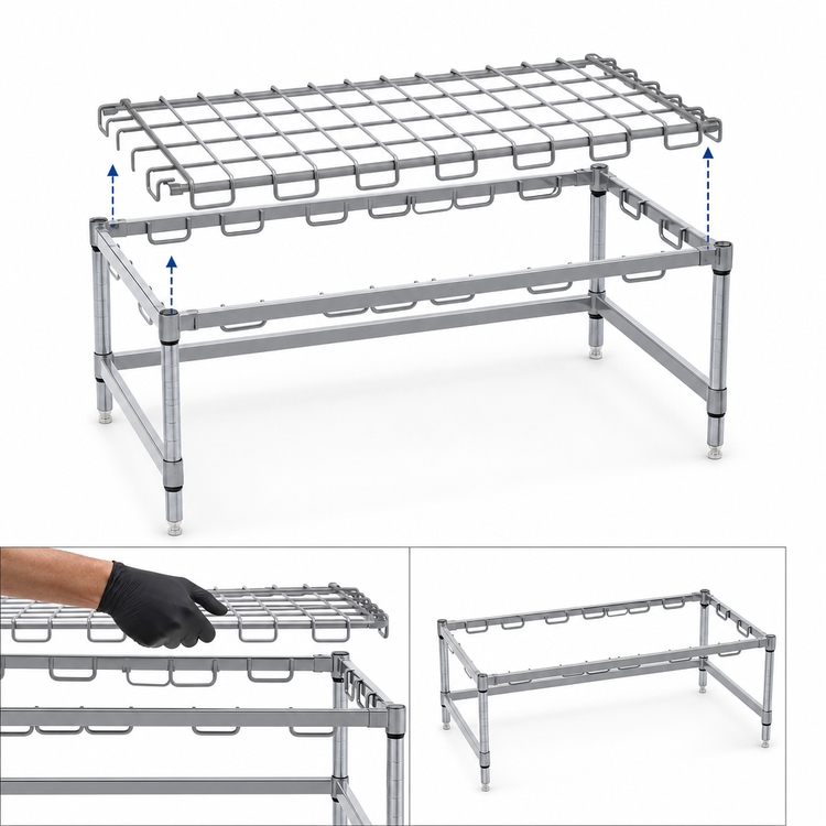 Product image #3 for Eagle Group Chrome Stationary Wire Dunnage Rack, 36 x 21 x 14 in., 1600 lb Capacity