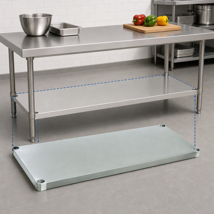Product image #3 for Advance Tabco 84-Inch x 24-Inch 18-Gauge Stainless Steel Work Table Undershelf