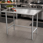 Thumbnail image #3 for Advance Tabco Special Value Series TFLAG-300-X 30" x 30" Open Base Stainless Steel Work Table, 16-Gauge 430 Stainless Steel Top, 1-1/2" Backsplash