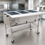 Thumbnail image #3 for Eagle Group SPDHT3-240 Portable Electric Hot Food Table, 3 Dry Wells, Open Base, Cutting Board, Mobile, 240V