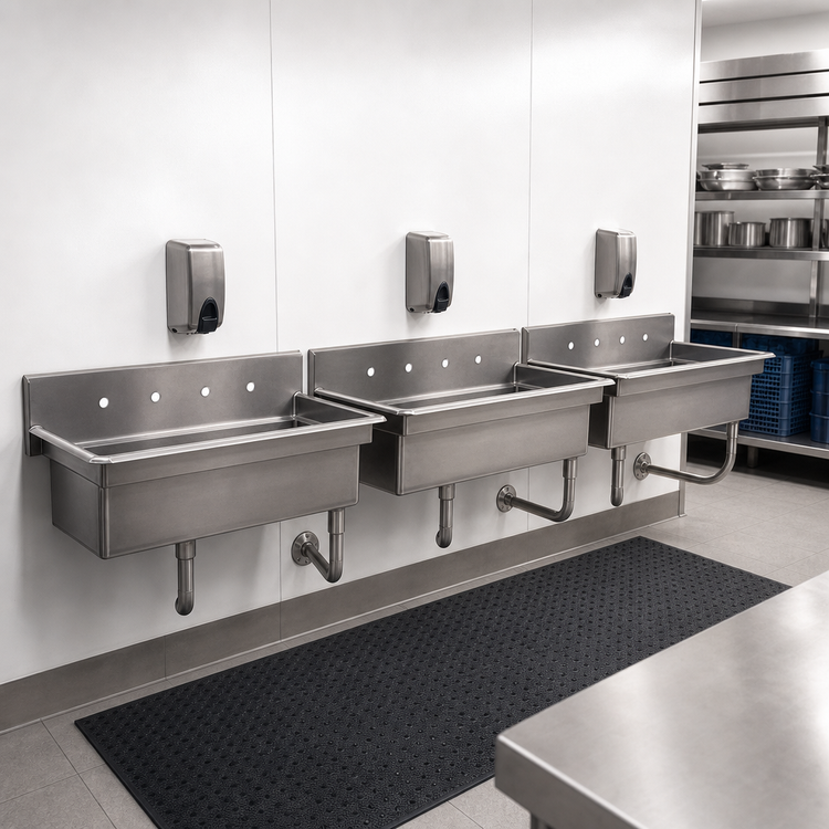 Product image #3 for Multi-Station Wall-Mounted Hand Wash Sink, 8-Inch Deep Bowl, 304 Stainless Steel
