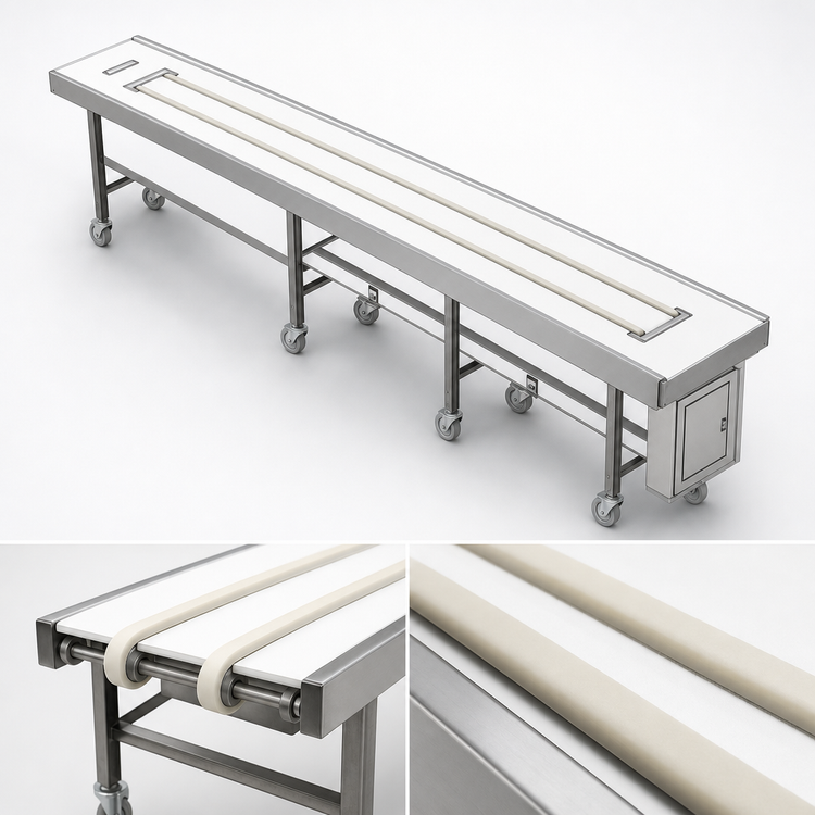 Product image #3 for Dinex DXIESB16 16-Foot Tray Make-Up Band Belt Conveyor
