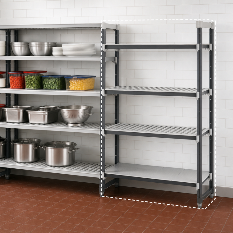 Product image #3 for Camshelving Elements XTRA 4-Tier Stationary Add-On Polymer Shelving Unit, 18 Inch Deep x 42 Inch Wide x 84 Inch High, Speckled Gray