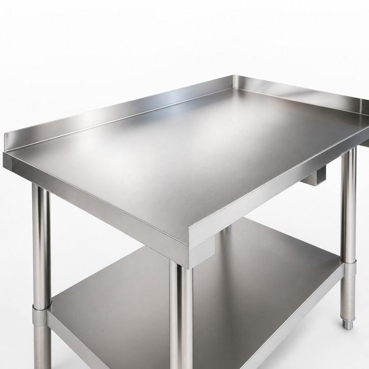 Product image #3 for Premium 60.5 Inch x 30 Inch x 24 Inch Stainless Steel Equipment Stand with Adjustable Undershelf and 2-Inch Up-Turn