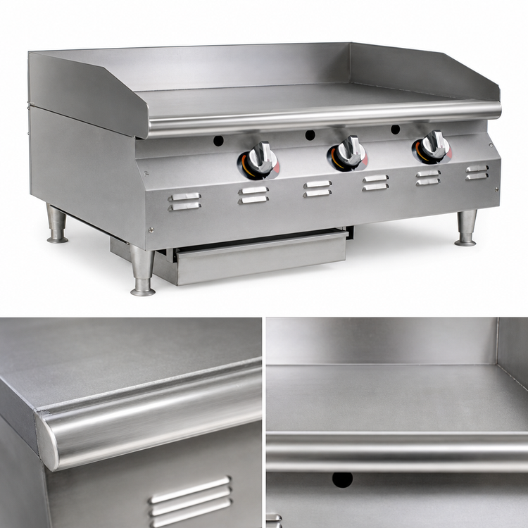 Product image #3 for RedHots Chef's Line Extra-Deep Countertop Gas Griddle, 48 Inch, Natural Gas, Manual Controls