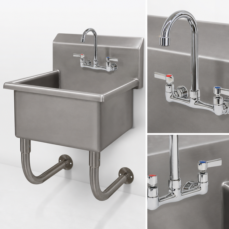 Product image #3 for Advance Tabco 1-Station Wall-Mounted Service Sink with K-159 Gooseneck Faucet
