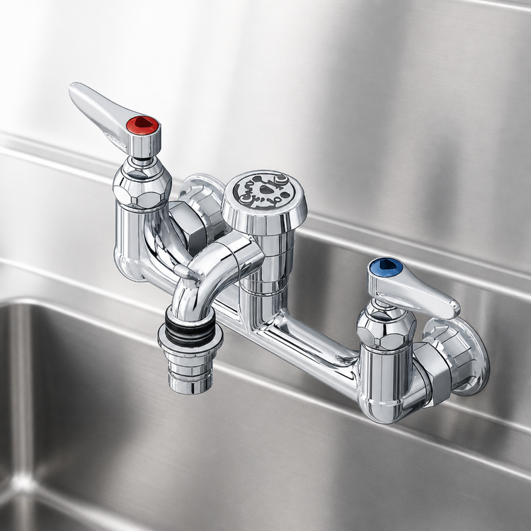 Product image #3 for T&S Brass B-2271-POL Wall-Mount Service Sink / Mop Sink Mixing Faucet with Vacuum Breaker Spout