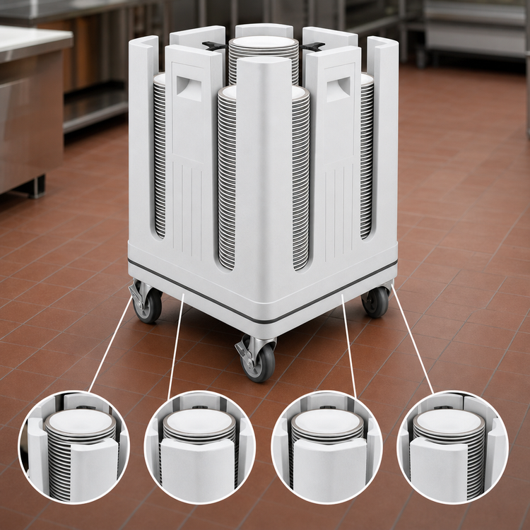 Product image #3 for Metro PCD12 Poker Chip Dish Rack Dolly, 240-Dish Capacity, 30-1/8-Inch Square, for Up to 12-5/8-Inch Dishes