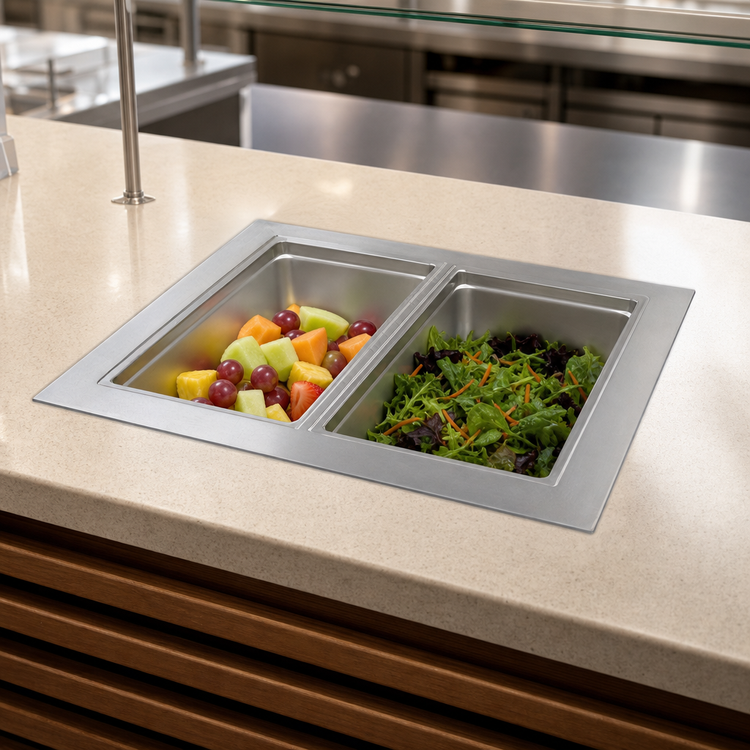 Product image #3 for LiquiTec 2-Pan Drop-In Full-Size Cold Food Well with Self-Contained Eutectic Refrigeration