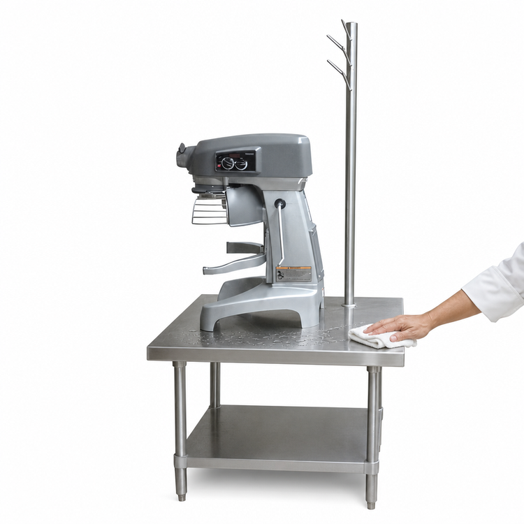 Product image #3 for Advance Tabco 36 Inch x 30 Inch 304 Stainless Steel Equipment Stand with Utensil Rack and Adjustable Undershelf