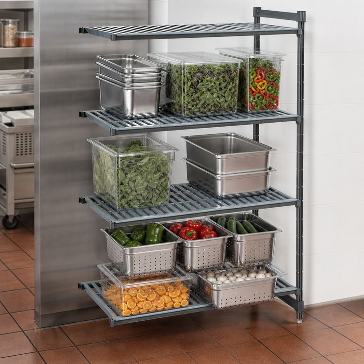 Product image #3 for Cambro Camshelving Basics Plus 21 x 42 x 64 Inch 4-Tier Vented Add-On Polymer Shelving Unit