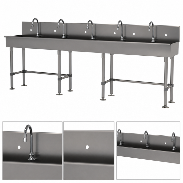 Product image #3 for Advance Tabco 100-Inch 5-Station ADA Compliant Freestanding Multiwash Hand Sink