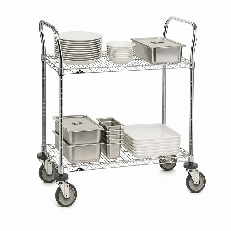Product image #3 for Metro Super Erecta Heavy-Duty Chrome-Plated Two-Shelf Utility Cart