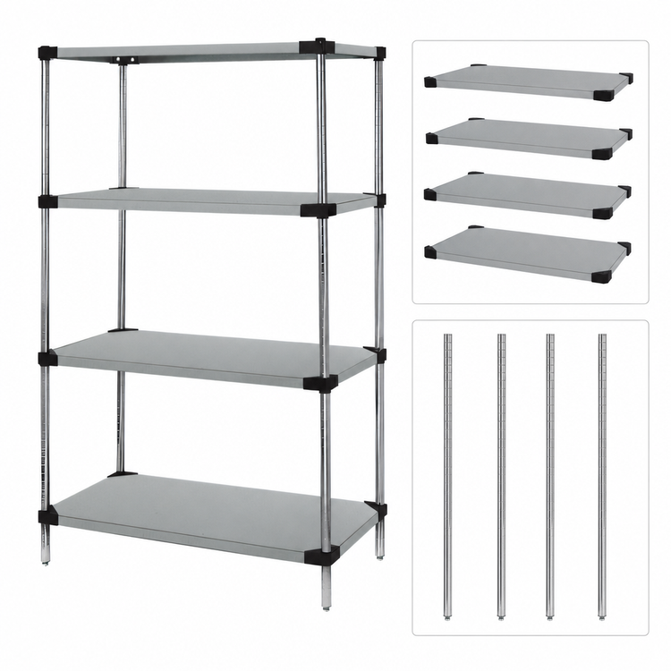 Product image #3 for Quantum 24"W x 21"D x 63"H Solid Stainless Steel Shelving Starter Kit with 4 Shelves