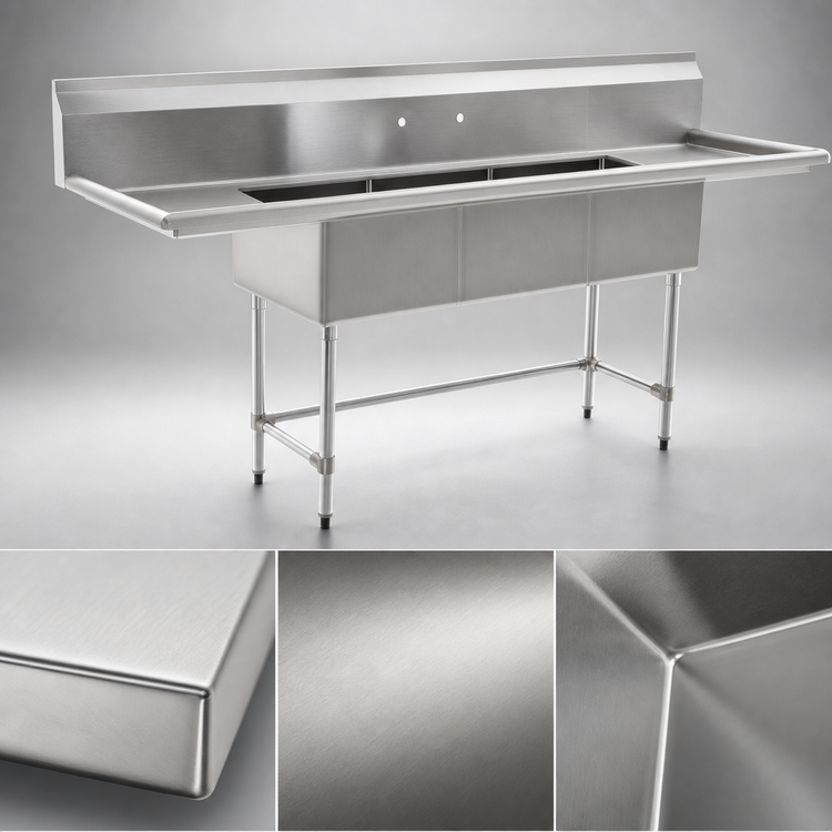 Product image #3 for BlendPort BPFC Series 24" x 18" 1-Compartment Sink with 24" Left Drainboard