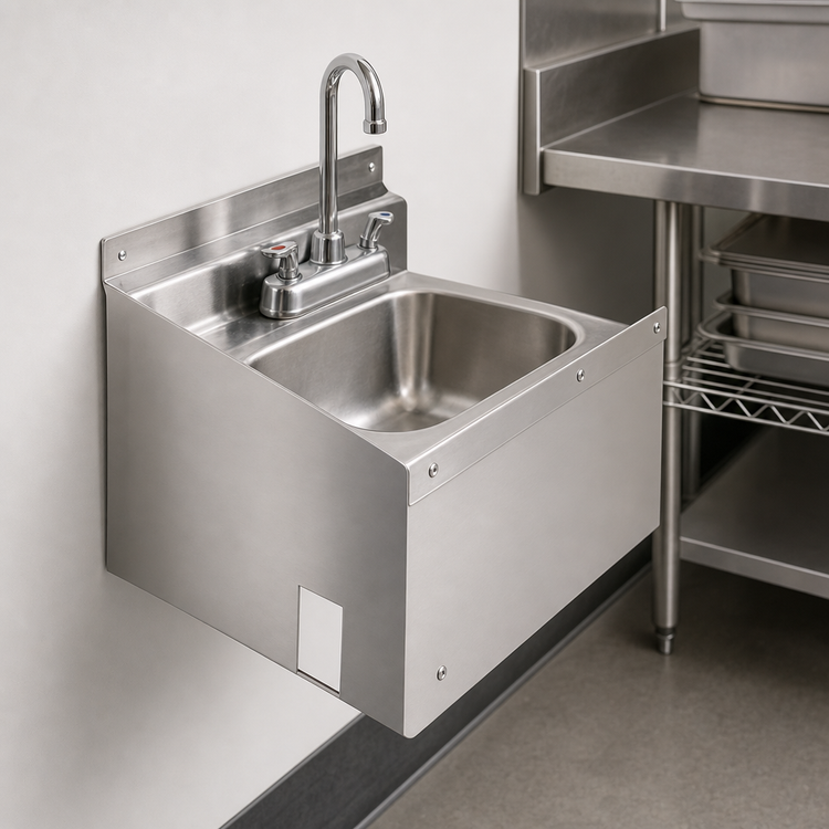 Product image #3 for John Boos Stainless Steel Splash Mount Apron for PBHS 9" x 9" Wall Mount Hand Sink