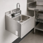 Thumbnail image #3 for John Boos PBHS-APN-0909-S-KV1 Stainless Steel Splash-Mount Apron for 9" x 9" Wall-Mount Hand Sink, Single Pedal Knee Valve Compatible