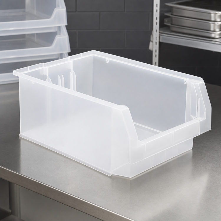 Product image #3 for Quantum Magnum Clear Open-Hopper Stackable Bin, 19-3/4 x 12-3/8 x 7-7/8 Inches, 150 lb. Stack Capacity