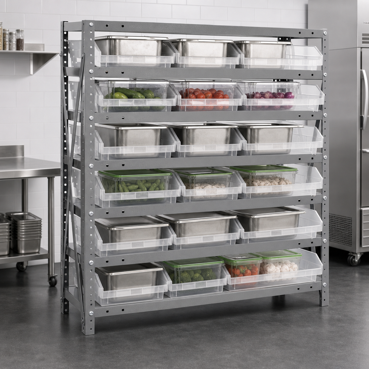 Product image #3 for Quantum Heavy-Duty Stationary Wire Shelving Unit with 7 Shelves and 18 Clear Bins, 36 x 18 x 39 Inches