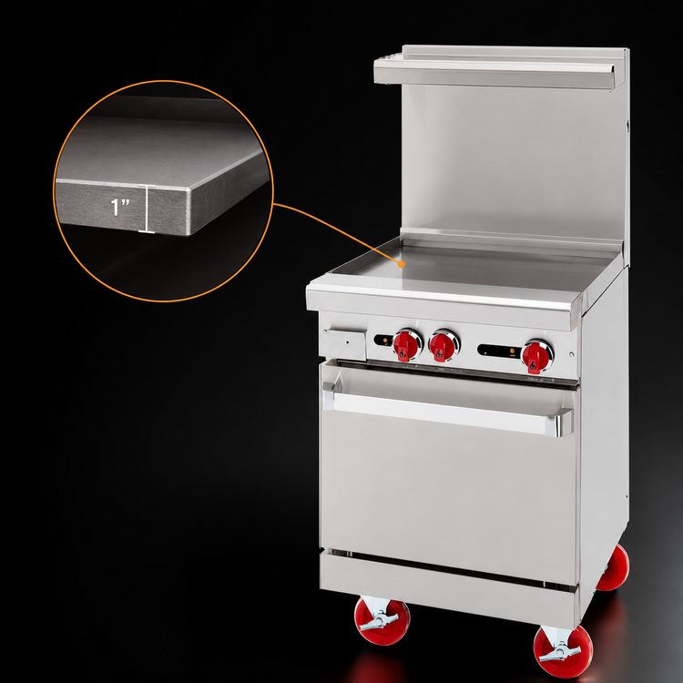 Product image #3 for American Range 24-Inch Gas Restaurant Range with 1-Inch Griddle Plate and Space Saver Oven