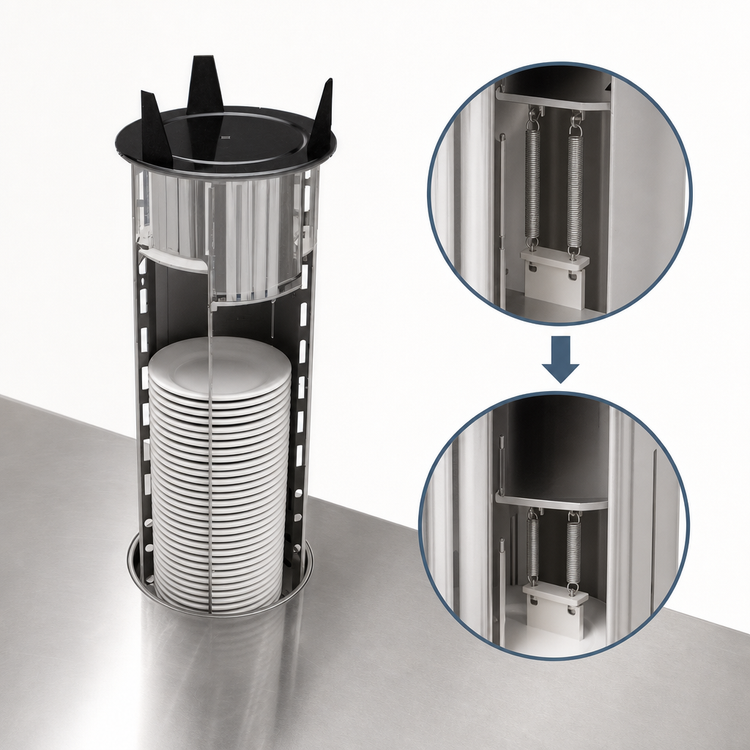 Product image #3 for Atlas Metal Heated Drop-In Shielded Plate Dispenser, 10-1/8 Inch Max Plate Size, 72-Plate Capacity