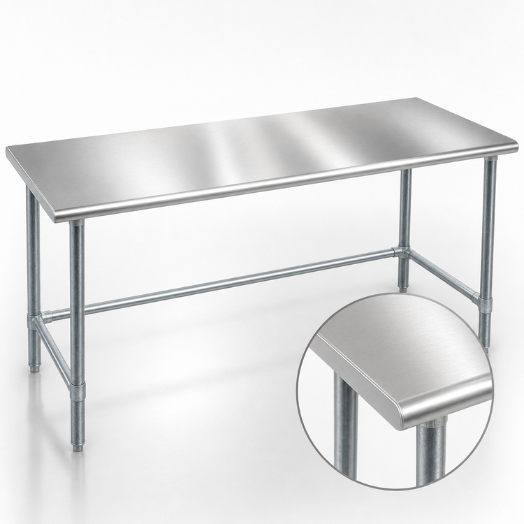 Product image #3 for Eagle Spec-Master 144-Inch x 24-Inch Flat Top Stainless Steel Work Table with Galvanized Tubular Base