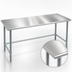 Thumbnail image #3 for Eagle Spec-Master 144-Inch x 24-Inch Flat Top Stainless Steel Work Table with Galvanized Tubular Base