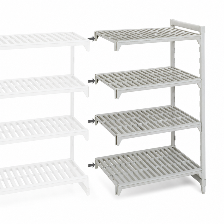 Product image #3 for Cambro Camshelving Premium 4-Shelf Vented Stationary Add-On Polymer Shelving Unit, 21 x 48 x 84 Inches