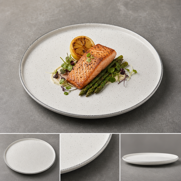 Product image #4 for Lift Collection 13-Inch Round Melamine Plate, White with Black Speckles
