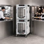 Thumbnail image #3 for Metro HotBlox™ HBCW16-DCPC-M Mobile Dual-Cavity Pass-Thru Holding Cabinet, 16-Pan, Digital Touchscreen, Clear Doors
