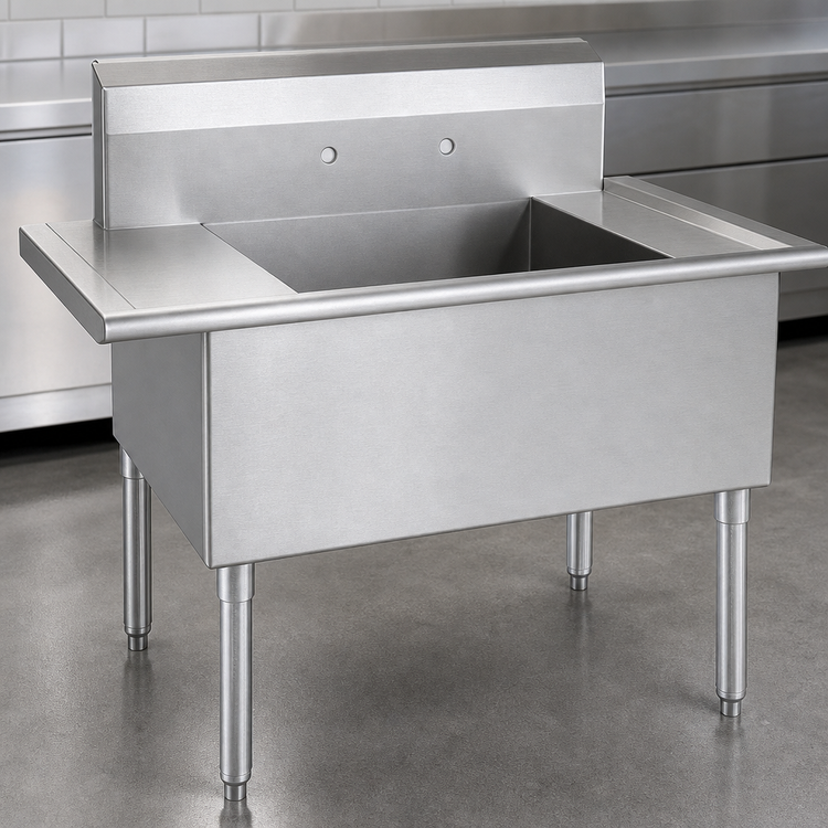 Product image #3 for Eagle Group 72-1/4 Inch One-Compartment Utility Sink with Double Drainboards, 16 Gauge 304 Stainless Steel