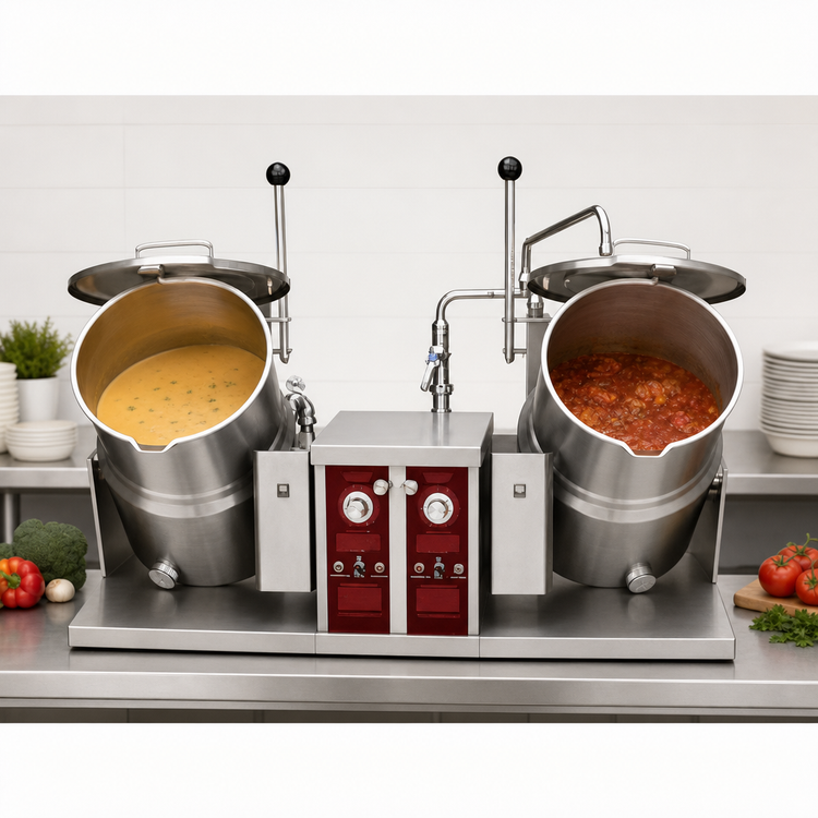 Product image #3 for Crown EC-12TW-2 Twin 12-Gallon Electric Tilting Countertop Kettle