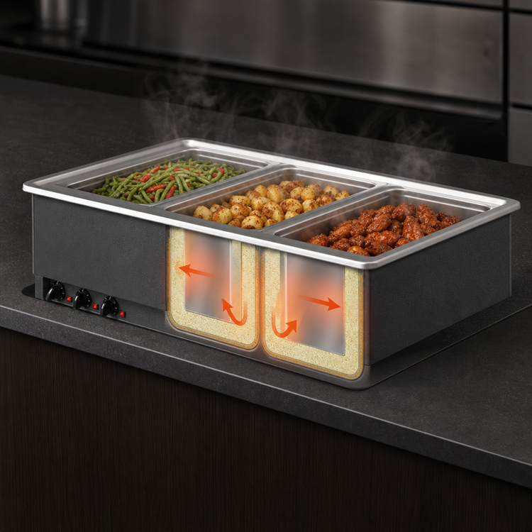 Product image #3 for Vollrath 3-Well Drop-In Electric Hot Food Well, Wet Operation, Individual Thermostatic Controls