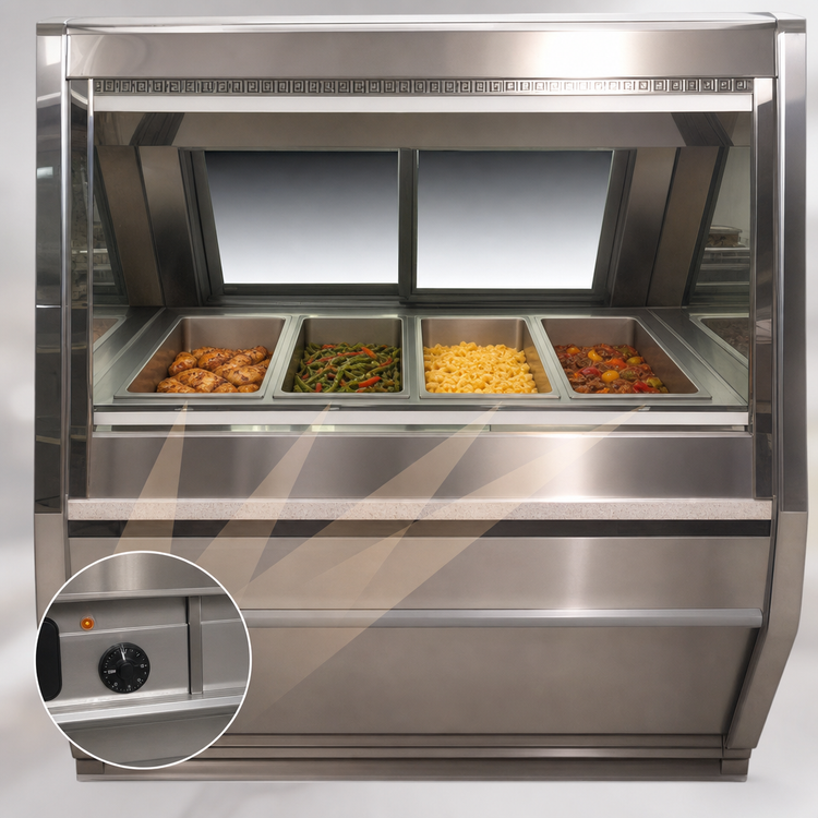 Product image #3 for Howard-McCray 76-1/2 Inch Full Service Hot Food Case with 4 Thermostatically Controlled Wells
