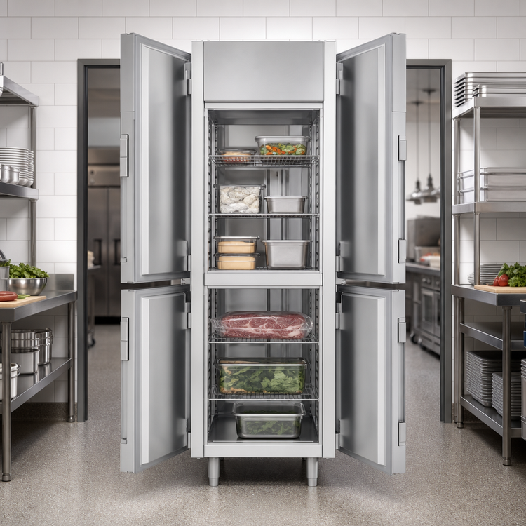 Product image #3 for Victory UltraSpec One-Section Pass-Thru Solid Half-Door Freezer, Self-Contained, Standard Depth, 4 Half Doors