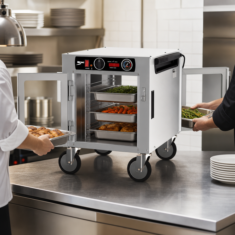 Product image #4 for Metro HotBlox Narrow 4-Pan Undercounter Pass-Thru Heated Holding Cabinet with Clear Front and Rear Doors