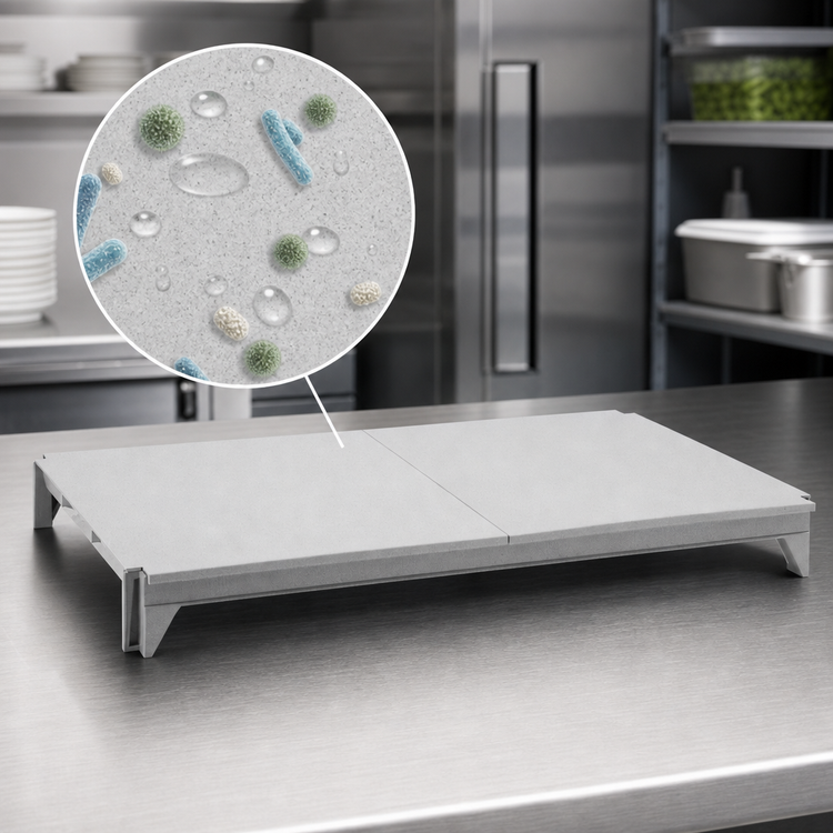 Product image #4 for Cambro Camshelving Premium 5-Shelf Solid Shelf Kit, 18-Inch Deep x 42-Inch Long, Speckled Gray
