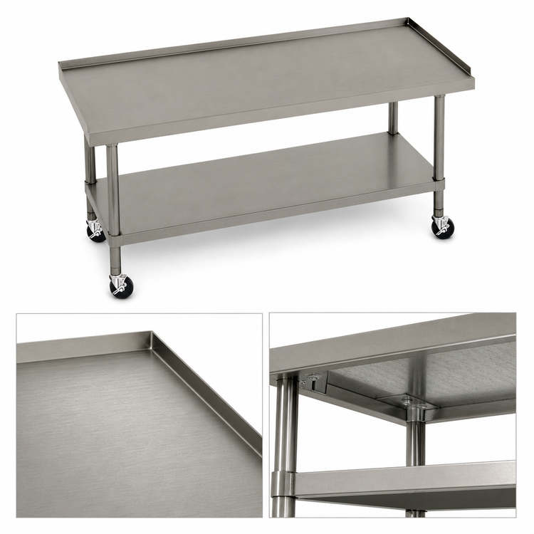 Product image #3 for Advance Tabco 36" x 30" Mobile Stainless Steel Equipment Stand with Adjustable Undershelf