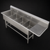 Thumbnail image #3 for John Boos Pro-Bowl 4-Compartment Commercial Sink with 18-Inch Right Drainboard, 16 x 20 x 14 Inch Bowls