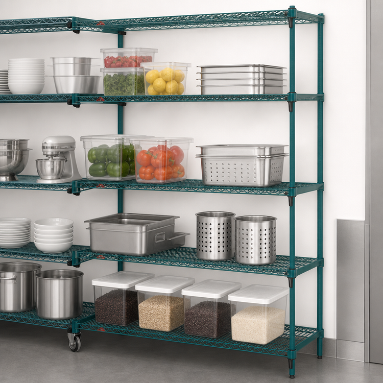 Product image #4 for Metro Super Erecta Super Adjustable Add-On Wire Shelving Unit — 36 Inches W x 21 Inches D x 63 Inches H, 4 Shelves (Epoxy-Coated, Green)