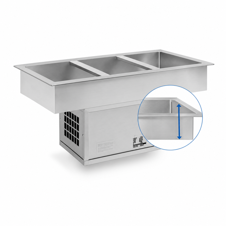 Product image #3 for Atlas Metal WCMD-C-2 2-Pan Drop-In Refrigerated Cold Well, Deep Design, Self-Contained