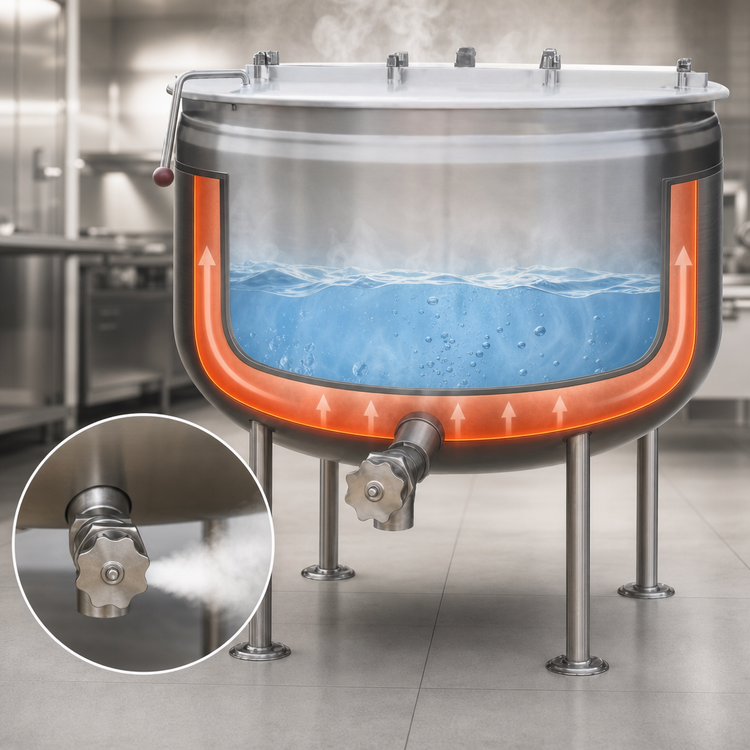 Product image #3 for Crown DL-80F 80 Gallon Direct Steam Full Jacketed Stationary Kettle