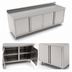 Thumbnail image #3 for John Boos 108 x 30-Inch Enclosed Base Stainless Steel Work Table with Hinged Doors, 14-Gauge Top, and 5-Inch Backsplash