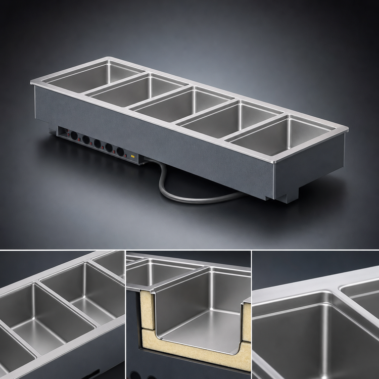 Product image #3 for Vollrath 6-Well Drop-In Electric Hot Food Well Unit with Autofill, Thermostatic Controls, and Manifold Drain