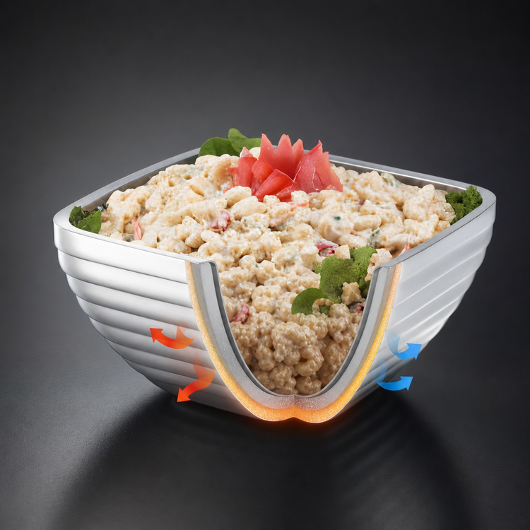 Product image #3 for Vollrath Square Beehive Double-Wall Insulated Stainless Steel Serving Bowl, 3.2 Quart